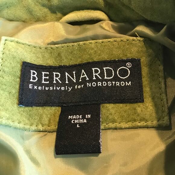 BERNARDO Leather Suede Jacket Olive Green Size Large Nordstrom - Picture 4 of 6